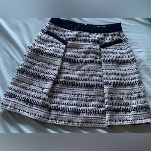 Rebecca Taylor Tweed Skirt (white black and metallic silver)